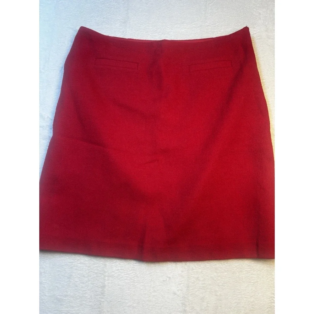 Talbots Mini Skirt Women's Size 10 Red Wool Blend Faux Pockets Side Zip